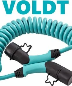 Voldt Laadkabel Elektrische Auto Type 2 32 Ampere 1 Fase 7,4 KW Spiraal Lengte 5 Meter