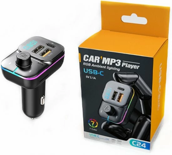Slimtron C24 – BT 5.0 FM Transmitter - Fast Charge - USB 3.0 - RGB Transmitter - MP3 - Snelladen 2 Slimtron C24 – BT 5.0 FM Transmitter - Fast Charge - USB 3.0 - RGB Transmitter - MP3 - Snelladen - Afbeelding 2