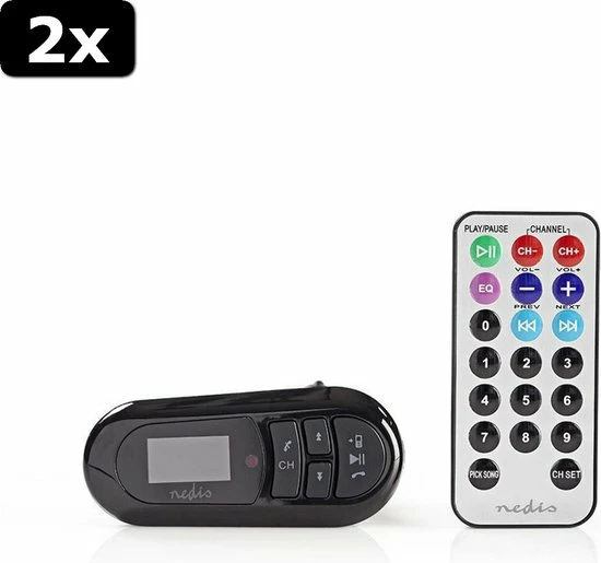 2x Nedis CATR100BK Auto-fm-zender Bluetooth? Microsd-kaartsleuf Handsfree Bellen 2 2x Nedis CATR100BK Auto-fm-zender Bluetooth? Microsd-kaartsleuf Handsfree Bellen - Afbeelding 2