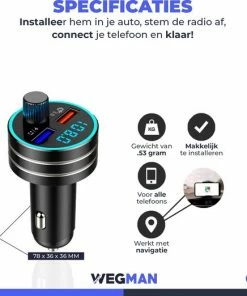 Wegman Bluetooth FM Transmitter - Autolader - Carkit - Autoradio - Bluetooth Transmitter 5 Wegman Bluetooth FM Transmitter - Autolader - Carkit - Autoradio - Bluetooth Transmitter -Brodit Shop 550x522 1