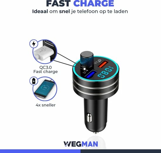 Wegman Bluetooth FM Transmitter - Autolader - Carkit - Autoradio - Bluetooth Transmitter Wegman Bluetooth FM Transmitter - Autolader - Carkit - Autoradio - Bluetooth Transmitter -Brodit Shop