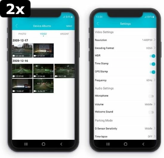 2x Nordv??l DC102 2CH Dashcam 2K + GPS + WiFi + 128GB 4 2x Nordv??l DC102 2CH Dashcam 2K + GPS + WiFi + 128GB - Afbeelding 4