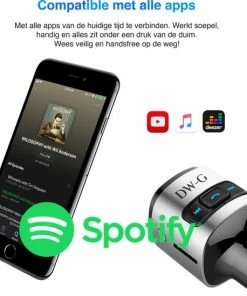 DW-G Bluetooth FM Transmitter - Auto Lader - Carkit - Handsfree - MP3 - USB - SD Kaart - Snel Lader - Bluetooth Audio Receiver -Brodit Shop 550x549