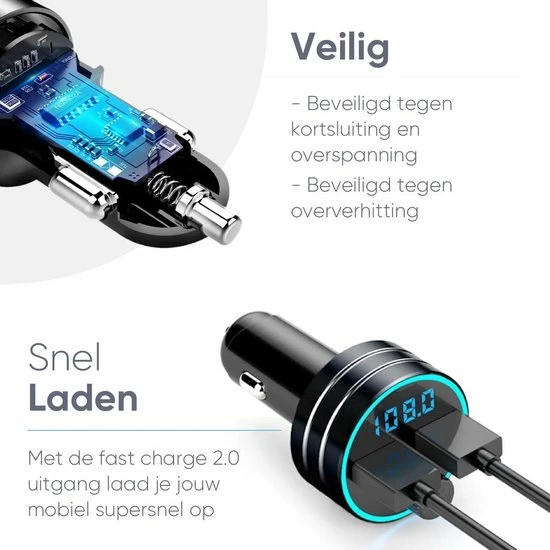 Trendfield FM Transmitter Bluetooth 5.0 - Carkit USB 3.0 Fast Charge - Auto Accessoires - Beluister Draadloos Muziek Via Spotify Of Youtube 5 Trendfield FM Transmitter Bluetooth 5.0 - Carkit USB 3.0 Fast Charge - Auto Accessoires - Beluister Draadloos Muziek Via Spotify Of Youtube - Afbeelding 5