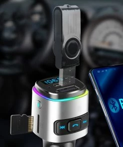 Elite Elements Bluetooth Transmitter FM Receiver Ontvanger - Autoradio - Autolader Carkit 2x USB - Zilver -Brodit Shop 550x550 574