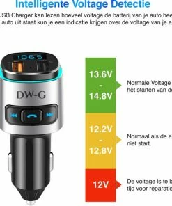 DW-G Bluetooth FM Transmitter - Auto Lader - Carkit - Handsfree - MP3 - USB - SD Kaart - Snel Lader - Bluetooth Audio Receiver -Brodit Shop 550x553