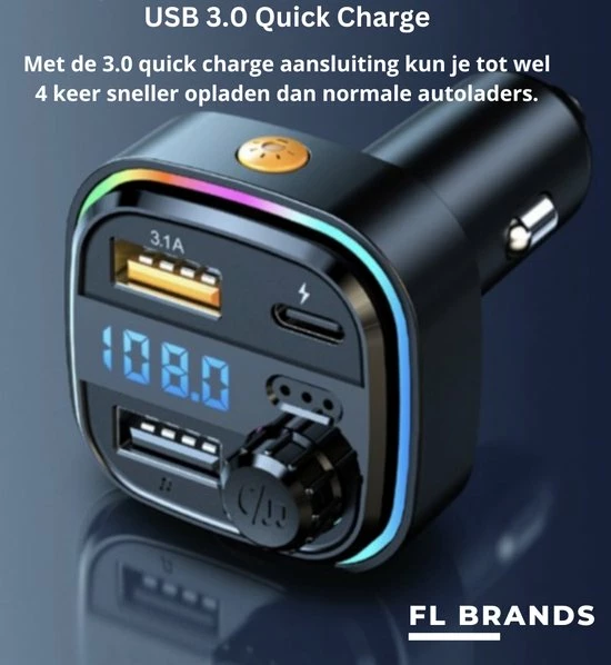 FL Brands 2 Stuks - Bluetooth FM Transmitter - Auto Snel Lader - Carkit - Handsfree - MP3 - USB-A 3.0 - USB-C - Bluetooth Audio - Noise Cancelling - Nieuw Model 5 FL Brands 2 Stuks - Bluetooth FM Transmitter - Auto Snel Lader - Carkit - Handsfree - MP3 - USB-A 3.0 - USB-C - Bluetooth Audio - Noise Cancelling - Nieuw Model - Afbeelding 5