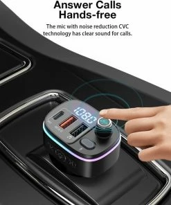 BlitzWolf Bluetooth FM Transmitter-Autolader-Bluetooth Carkit-adapter V5.0 Autoradio-adapter Handsfree-autolader Met USB-18W-poorten PD Type-C QC 3.0 USB Snel Opladen-7 Kleuren RGB-achtergrondverlichting LED Digitaal Display -Brodit Shop 550x661 1