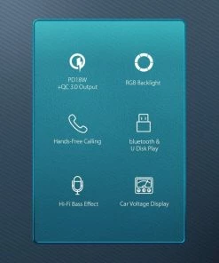BlitzWolf Bluetooth FM Transmitter-Autolader-Bluetooth Carkit-adapter V5.0 Autoradio-adapter Handsfree-autolader Met USB-18W-poorten PD Type-C QC 3.0 USB Snel Opladen-7 Kleuren RGB-achtergrondverlichting LED Digitaal Display -Brodit Shop 550x687 2