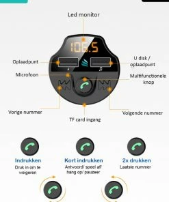 TibaGoods Auto FM Transmitter - Bluetooth - Handsfree Bellen - USB - Carkit - Audio Receiver - Oplaadfunctie - Auto Accessoires -Brodit Shop 550x773
