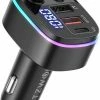 BlitzWolf Bluetooth FM Transmitter-Autolader-Bluetooth Carkit-adapter V5.0 Autoradio-adapter Handsfree-autolader Met USB-18W-poorten PD Type-C QC 3.0 USB Snel Opladen-7 Kleuren RGB-achtergrondverlichting LED Digitaal Display
