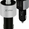 XLayer Car Charger En FM Transmitter - Autolader 12/24V - 2 X USB Oplaadpoorten - Bluetooth Met Handsfree Functie - Draadloze USB Playback Via FM - Zilver/zwart